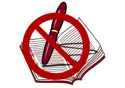 writing in the library’s books is strictly forbidden, never write in books or cut pages out of them